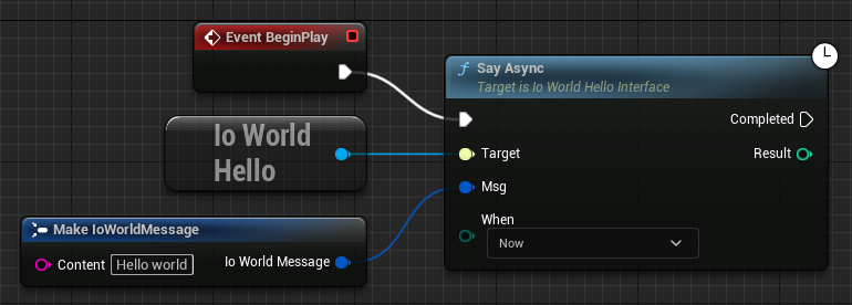 Hello interface example in blueprint